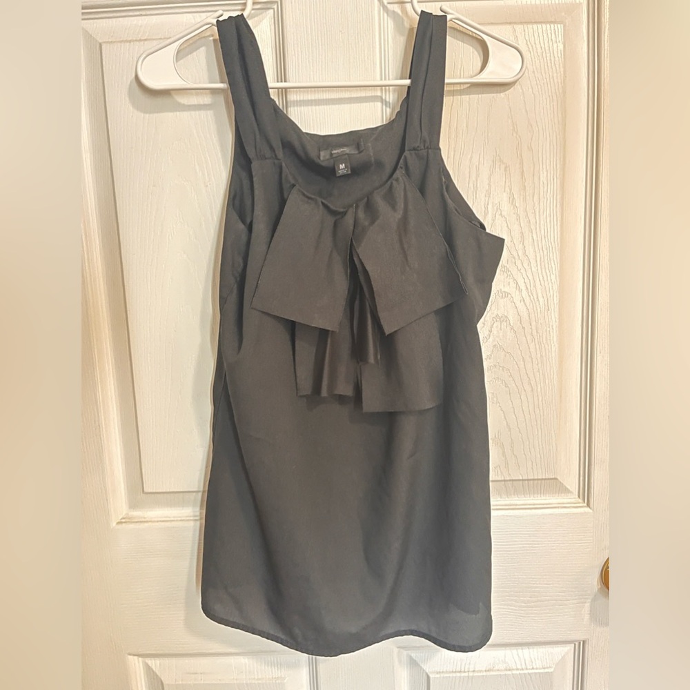 Target Mossimo Black Flowy Tank Top With Ruffle Front Medium